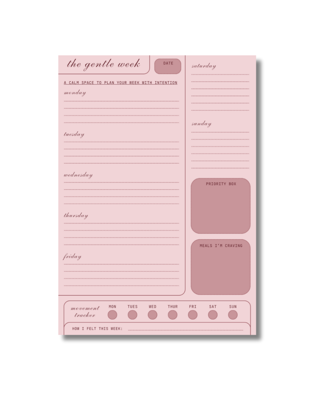 Gentle Weekly Planner