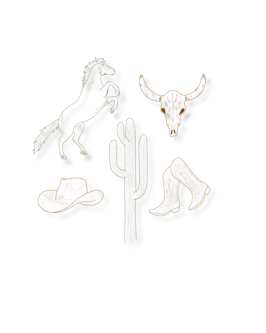 Cowgirl Illustration Set