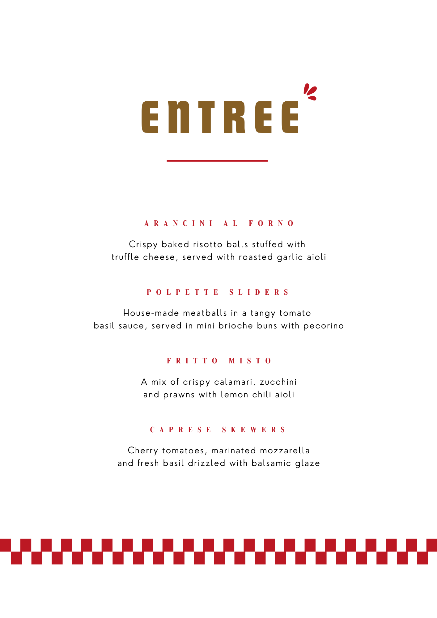 The Italian Feast Menu