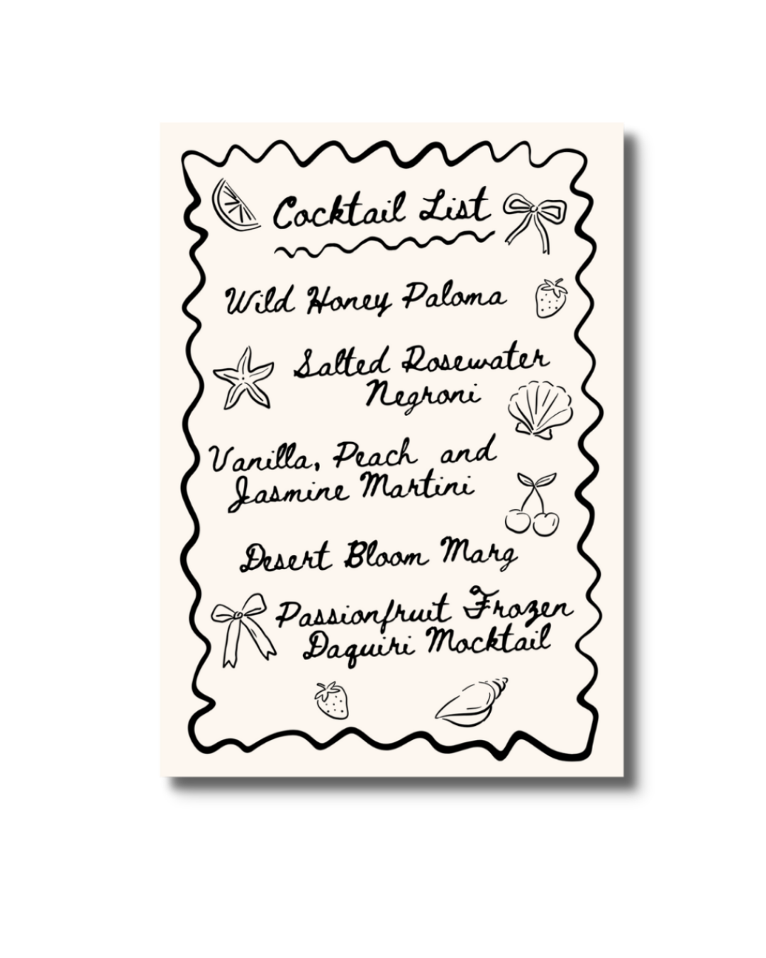 Whimsical Cocktail Menu
