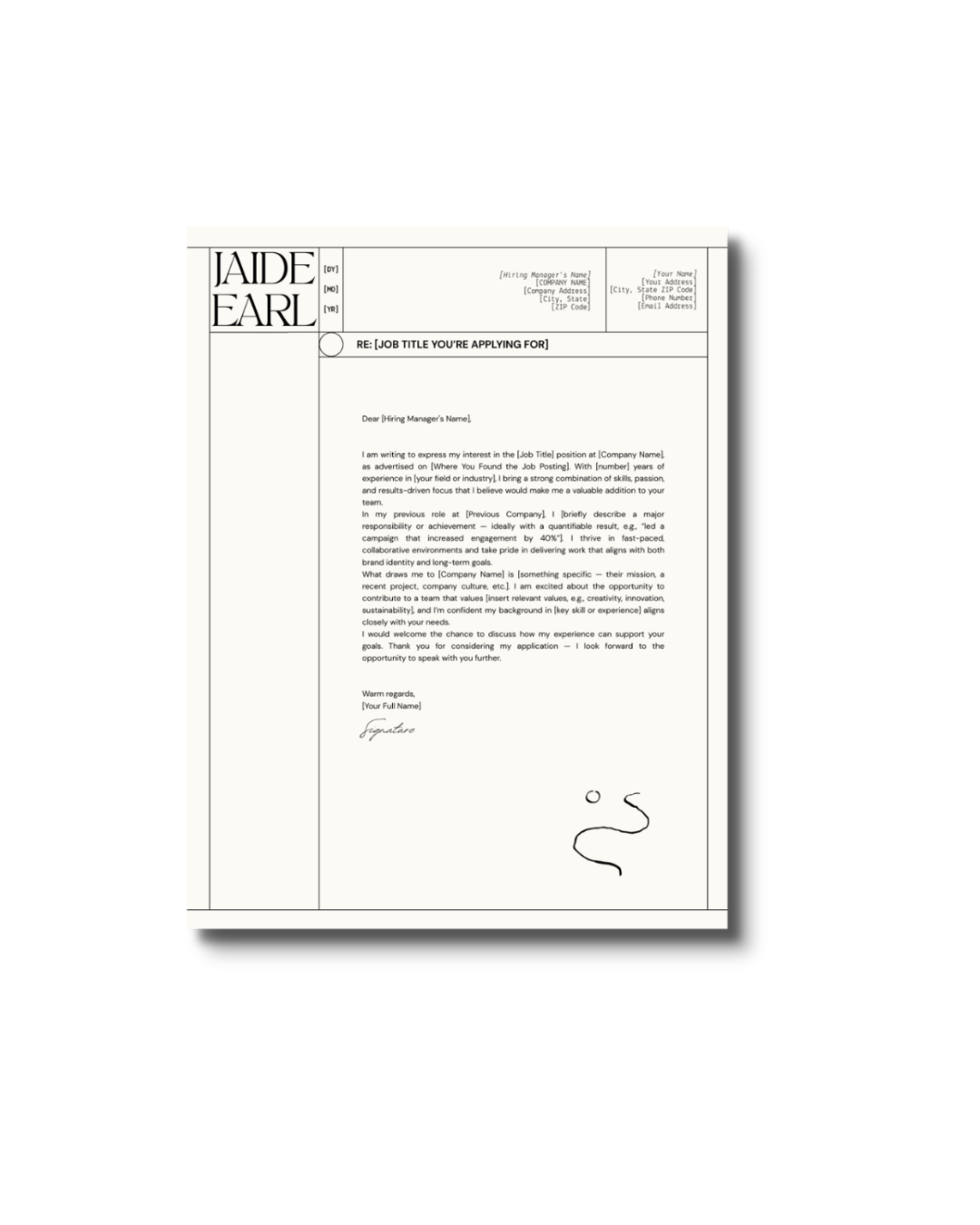 Cover Letter Template - Jaide