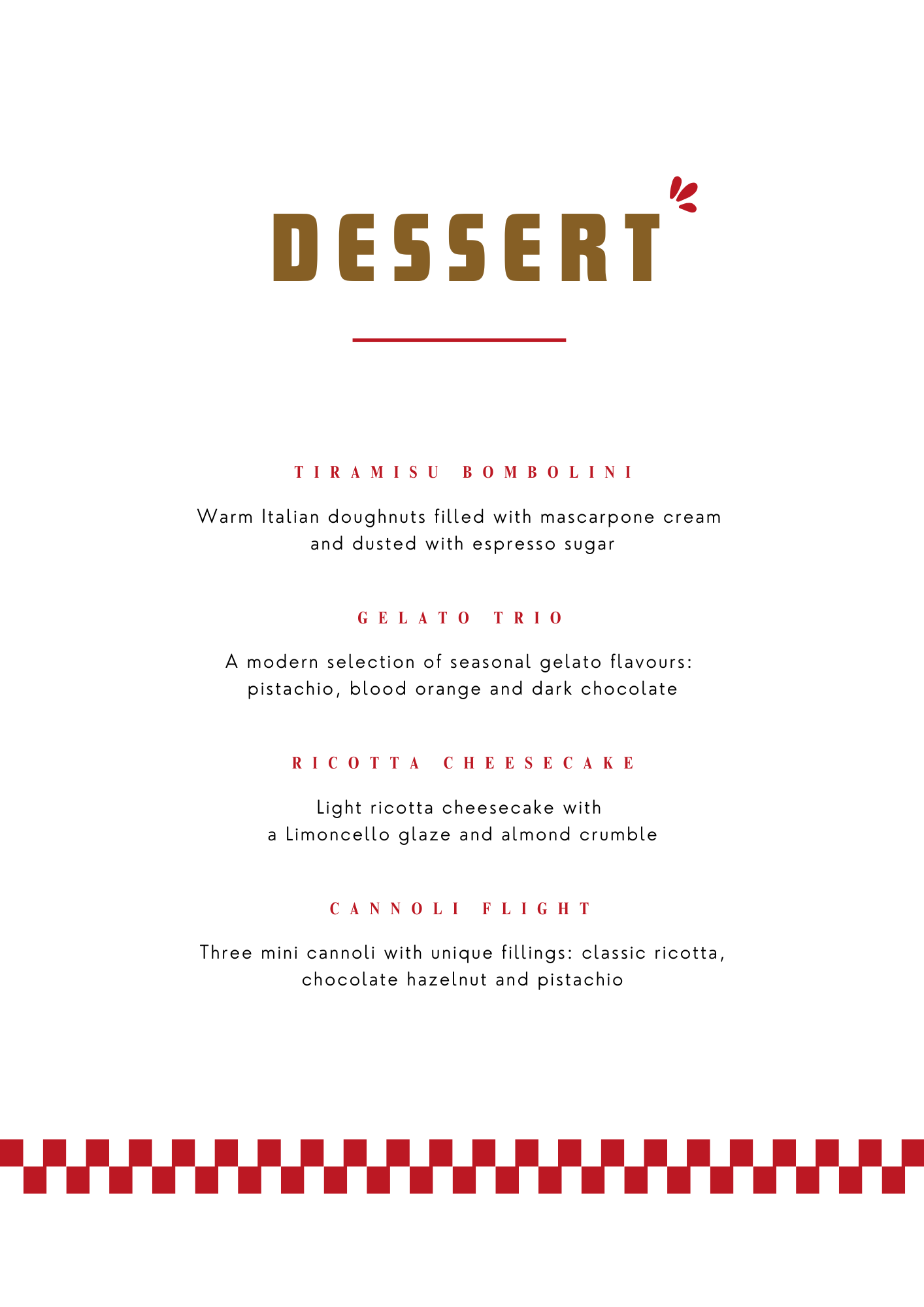 The Italian Feast Menu